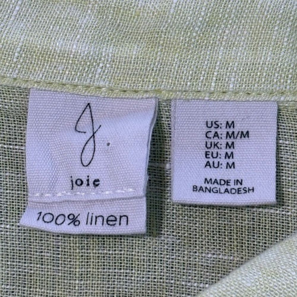 Joie Womens Linen Button Front Shirt Size M Lime Green Long Sleeve Lightweight - Picture 3 of 5